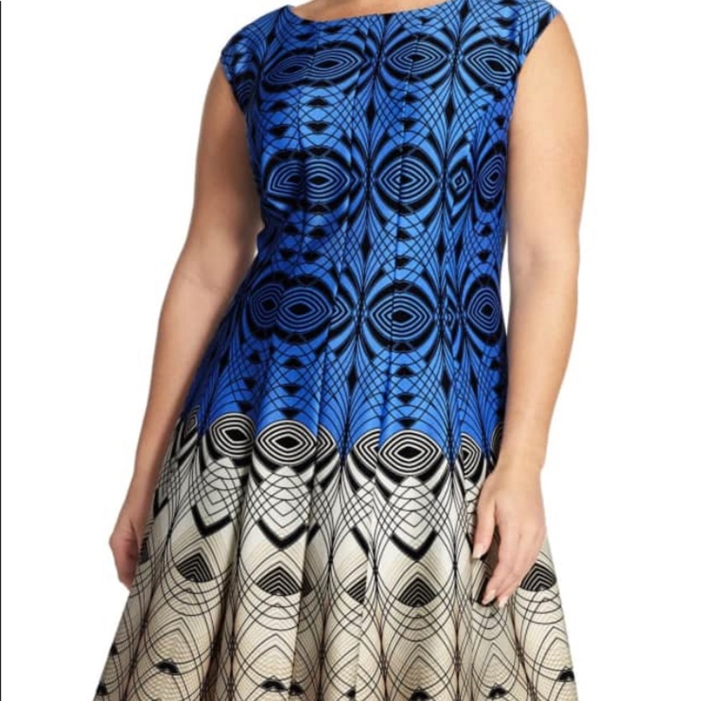 Gabby Skye Color-block Fit & Flare Dress